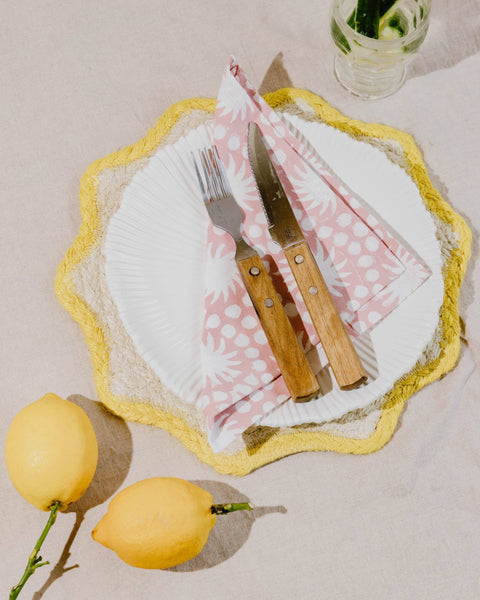 Yellow Sunburst Block Print Napkin