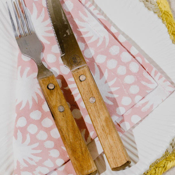 Pink Sunburst Block Print Napkin