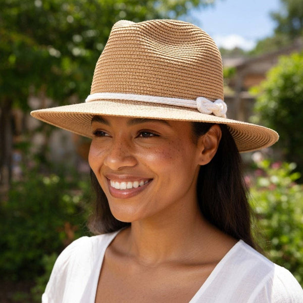 White Reef Knot Panama Foldable Hat