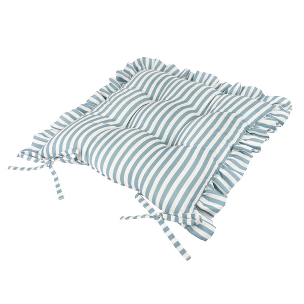 Blue Millie Ruffle Outdoor Seat Cushion