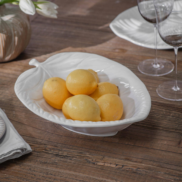 White Leaf Serving Bowl