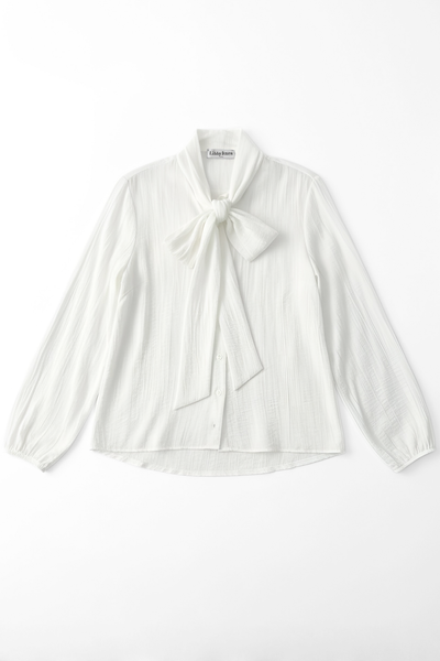 White Bow Tie Lola Blouse