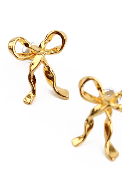 GOLD BOW STUD EARRINGS by My Doris