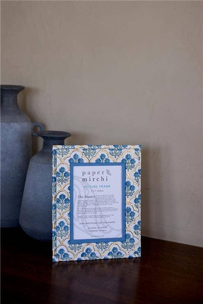 Indigo Trellis Block Printed Picture Frame (5X7)