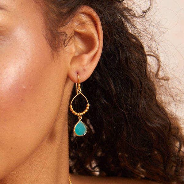 Aqua Bay Reef Chalcedony Earrings by Ashiana