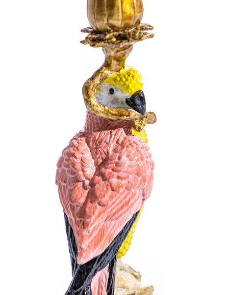 Antiqued Pink Parrot Candle Holder