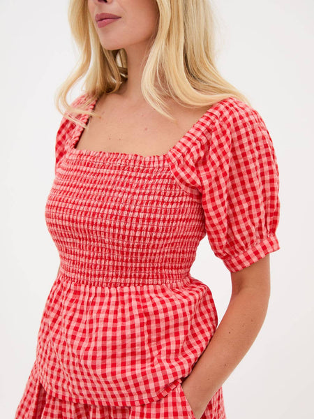Lea Smocked Gingham Top