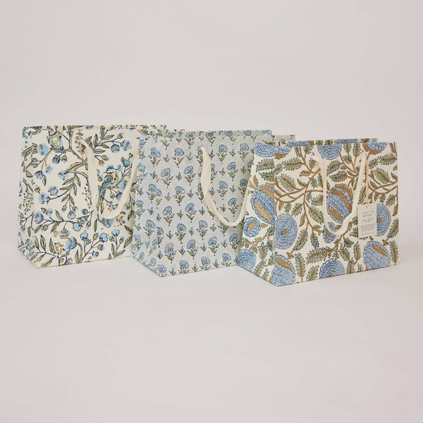 Blue Block Printed Gift Bags (Medium)