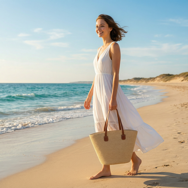 Natural Raffia Shoulder Beach Bag