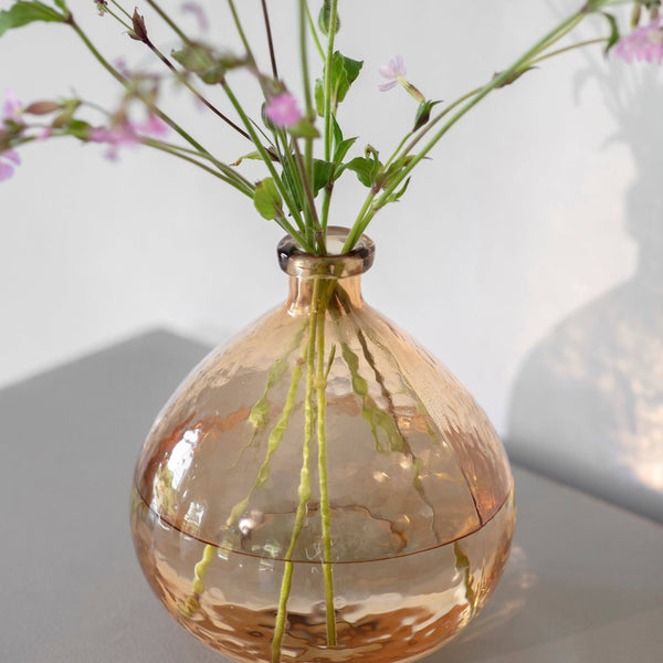 Amber Claymore Round Glass Vase