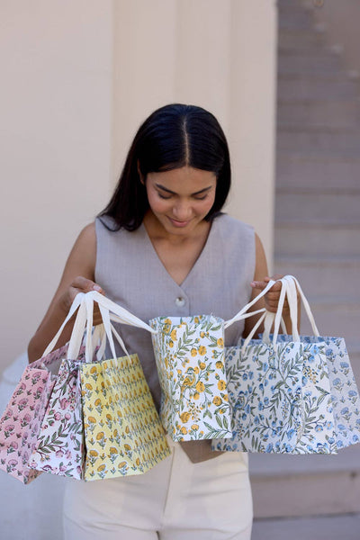 Blue Block Printed Gift Bags (Medium)