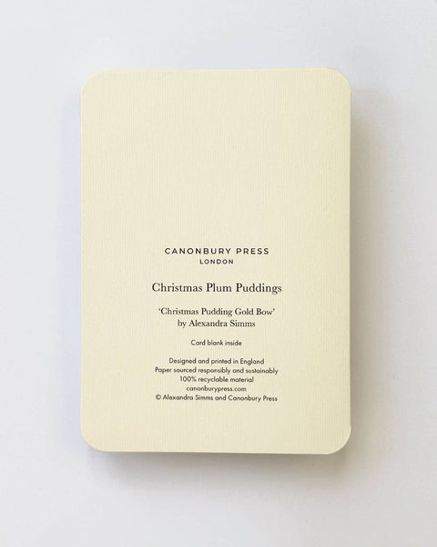 Christmas Plum Pudding Gold Bow Greeting Card