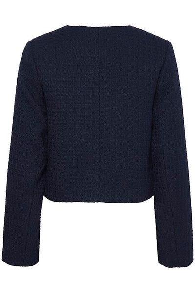 Navy Knitted Boucle Jacket by B Young