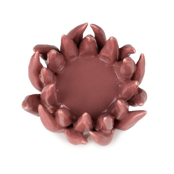 Burgundy Ceramic Flower Tealight Holder