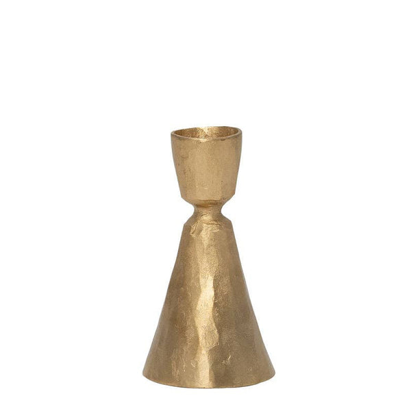 Small Gold Hammered Metal Candlestick Holder