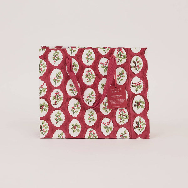 Medium- Red Block Print Paper Gift Bags