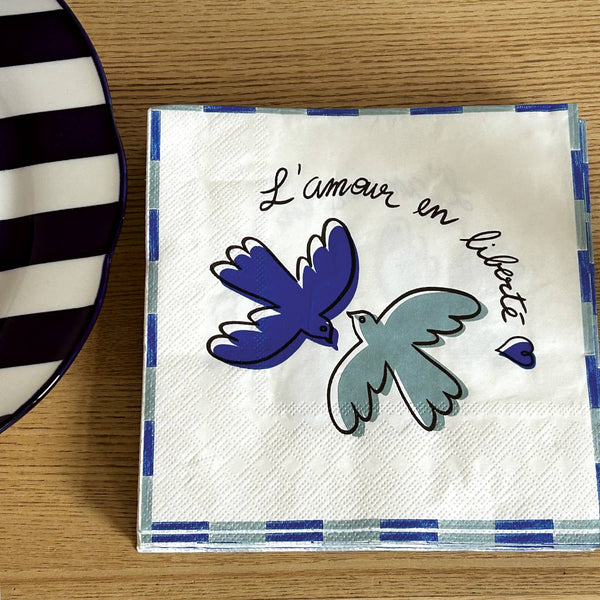 Blue bird love paper napkin x20