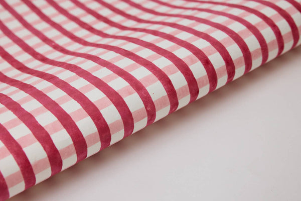 Block Printed Wrapping Paper Sheets - Gingham