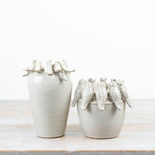 White Ceramic Bird Vase