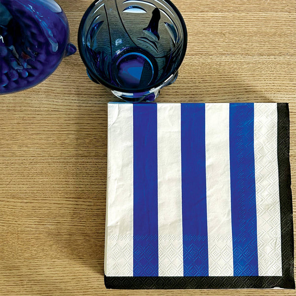 Blue striped paper napkin x20
