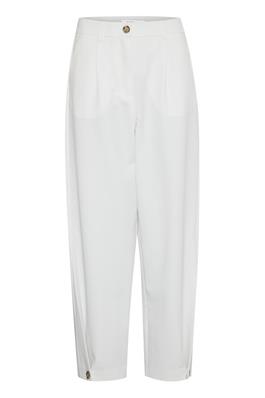 White Buttoned Tapered Trousers by B Young