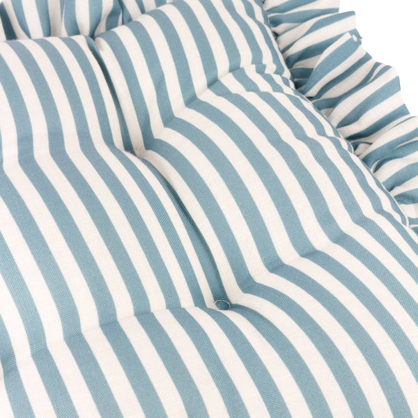 Blue Millie Ruffle Outdoor Seat Cushion