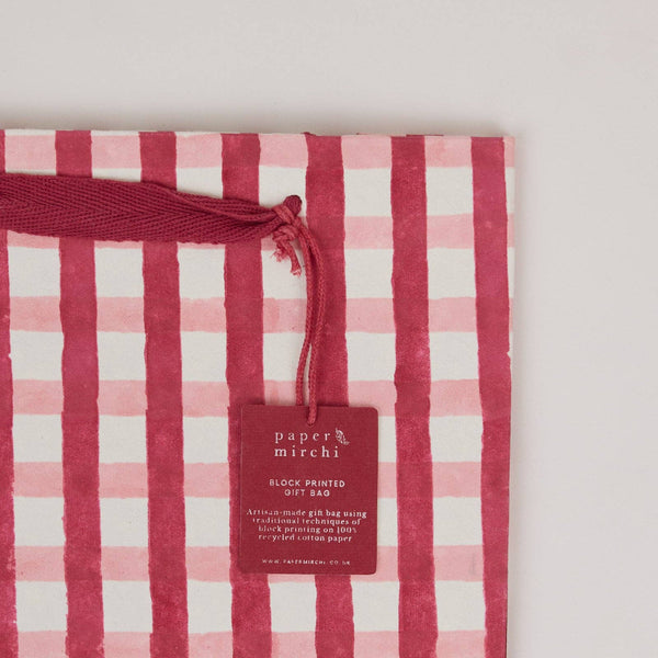 Medium- Red Block Print Paper Gift Bags