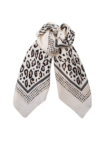 Cream leopard Print Scarf by Black Colour