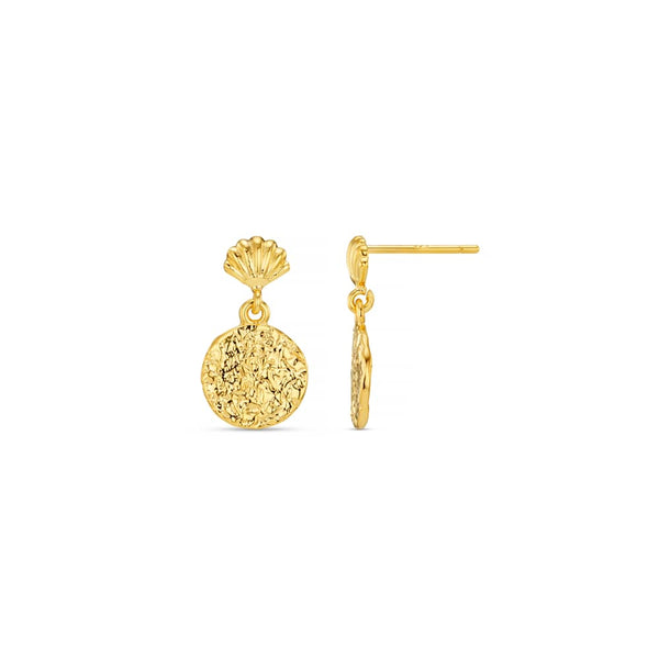 Mini Shell & Molten Coin Drop Earrings by Orelia