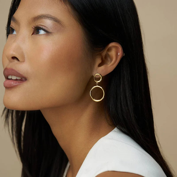 Organic Open Circle Drop Earrings