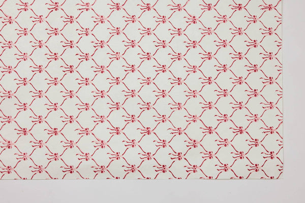 Block Printed Wrapping Paper Sheets - Bows Christmas Pudding