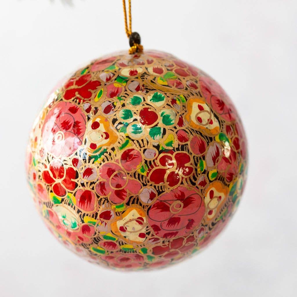 2" Russian Floral Hanging Christmas Tree Bauble Ornament