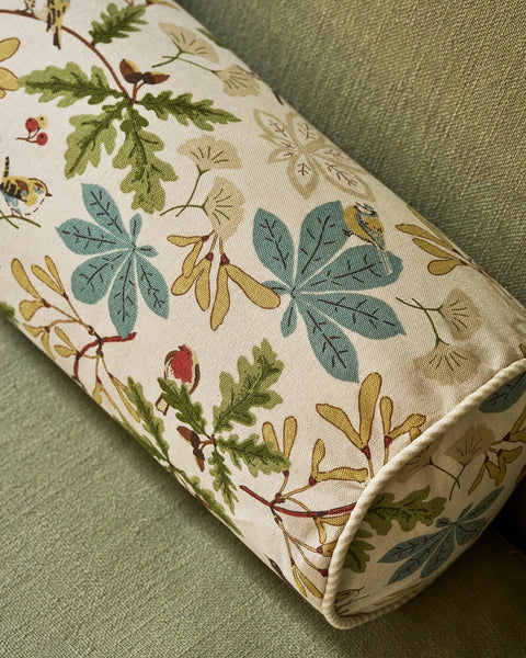 Orchard Birds Bolster Cushion by Sophie Allport