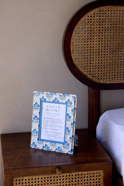 Indigo Trellis Block Printed Picture Frame (5X7)