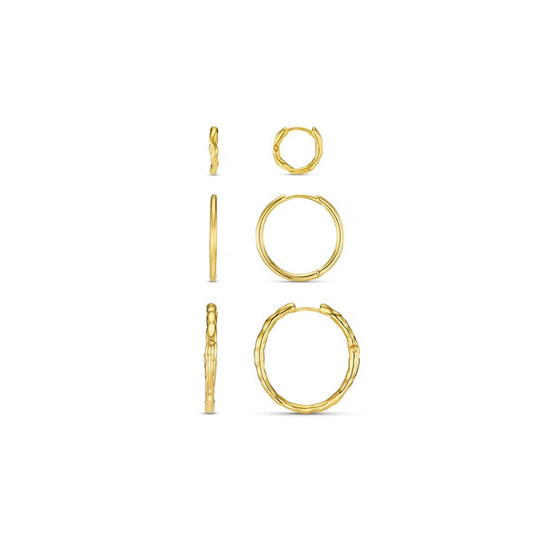 Mixed Textured Hoop Ear Stacking Set by Orelia