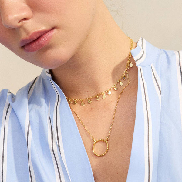 Nia Gold Ring Pendant Necklace by Ashiana