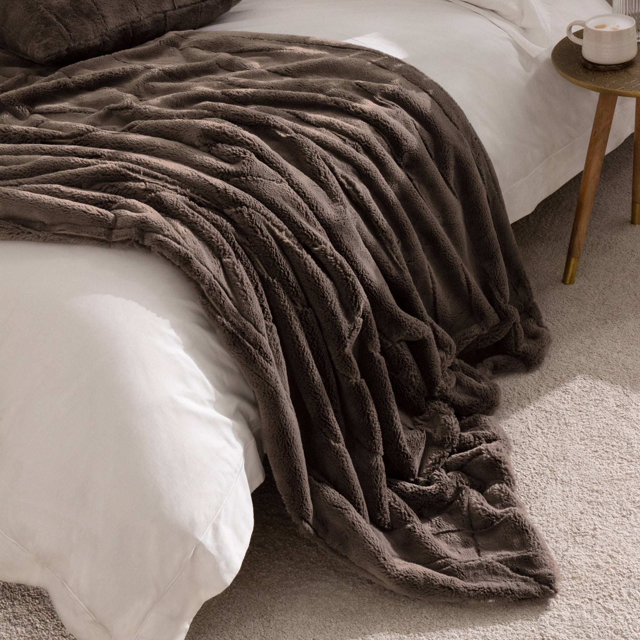 Taupe Empress Faux Fur Throw