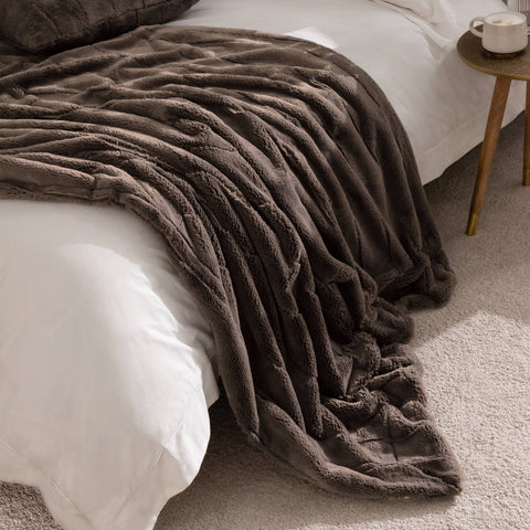 Taupe Empress Faux Fur Throw