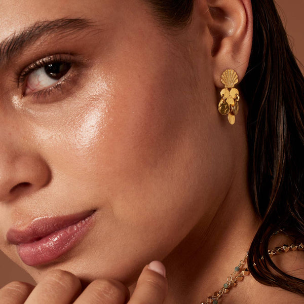 Gold Petite Mer Earrings by Ashiana