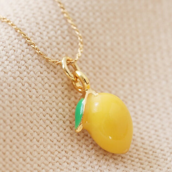 Enamel Lemon Pendent Necklace by Lisa Angel