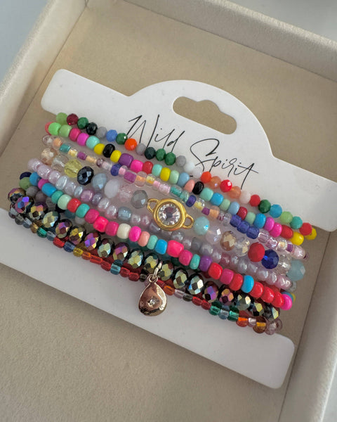 Multicolour Flossi Bracelet Stack