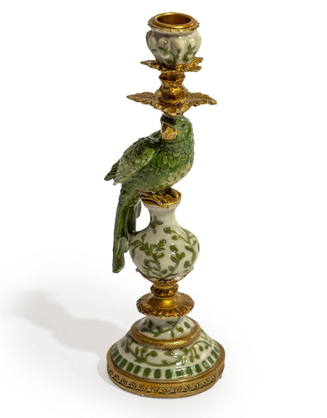 Green Ornate Parrot Candle Holder