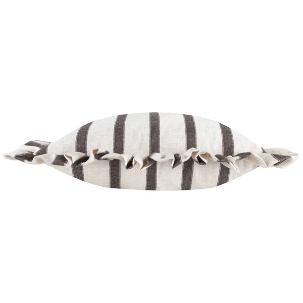 Chocolate Connie Striped Ruffle Cushion