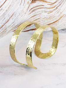 Gold Beaten Metal Double Bar Cuff by Suzie Blue