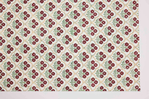 Block Printed Wrapping Paper Sheets - Trellis Cherry