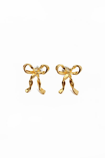 GOLD BOW STUD EARRINGS by My Doris