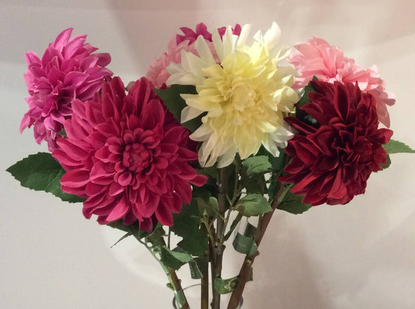 Artificial Light Pink Dahlia large Single Silk Flower Stem