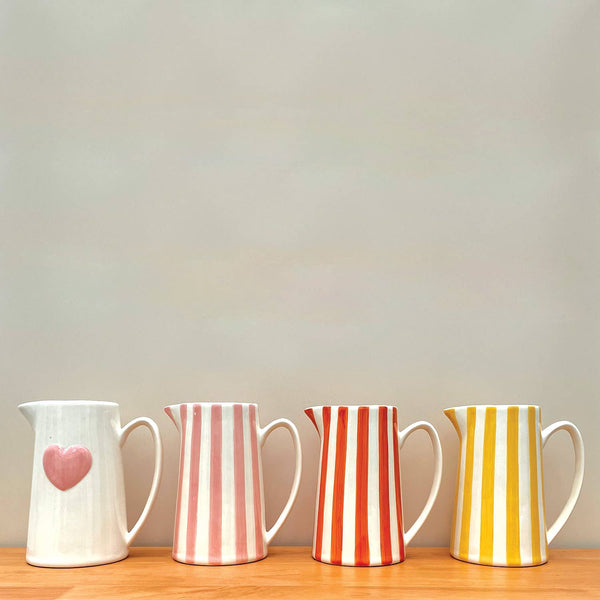 Large Pink Striped Pitcher