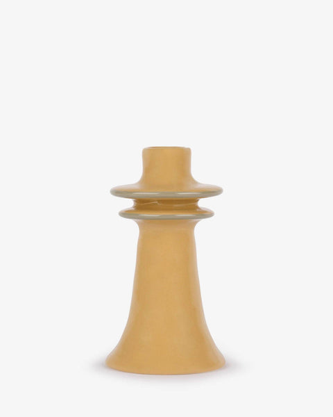 Mustard Stoneware Candlestick Holder