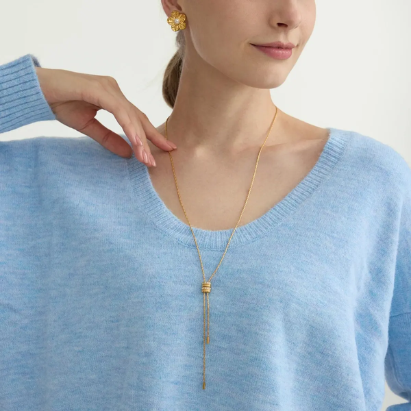 Gold Delicate Long Tassel Necklace